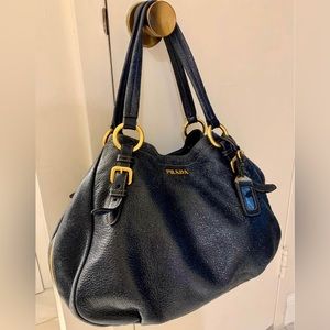 PRADA Antik Cervo Leather Sacca Tote Bag